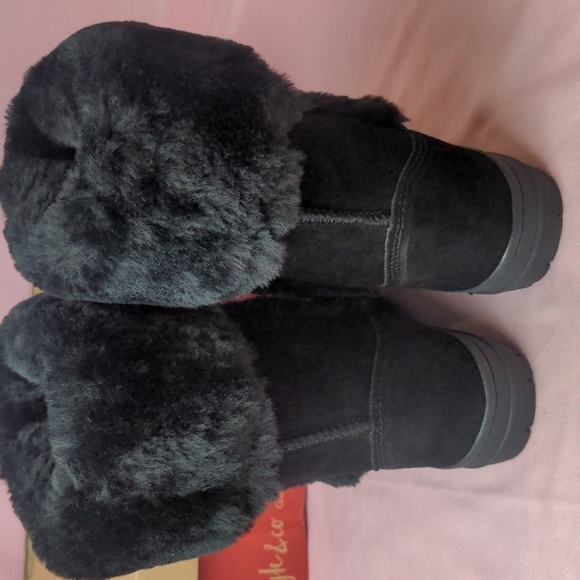 Style & Co Genuine Suede Fluffy Black Witty Black  Boots size 5 - Picture 4 of 8